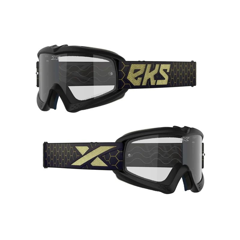Мотоочки подростковые EKS (X) BRAND XGROM Youth Goggle Black/Gold Metallic - Clear Lens  #1