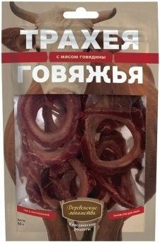 Деревенские лакомства Классические рецепты Трахея Говяжья с мясом Говядины для собак, 50 г  #1