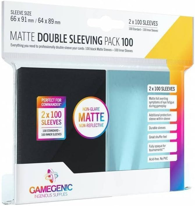 Протекторы для карт Gamegenic Matte Double Sleeving Pack Clear/Black (2x100 штук)  #1