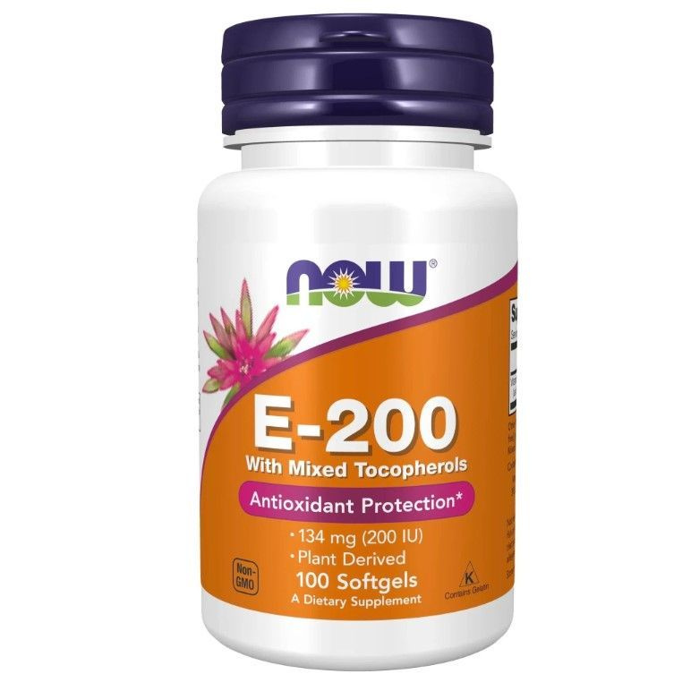 NOW E-200 витамин Е 200 MIXED TOC 100 капсул #1