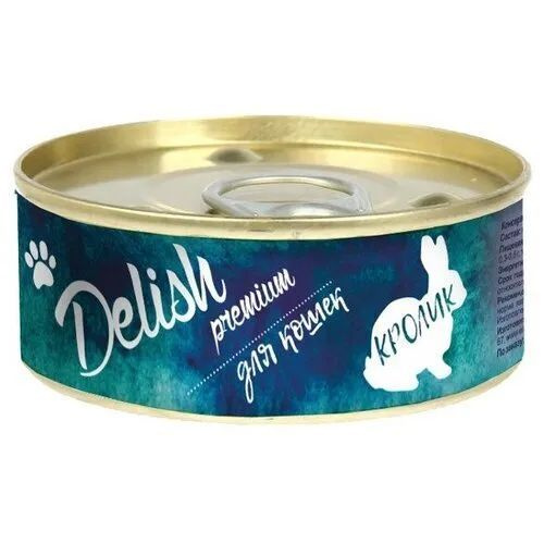 Delish premium для кошек консервированный 100 грамм, кролик. #1