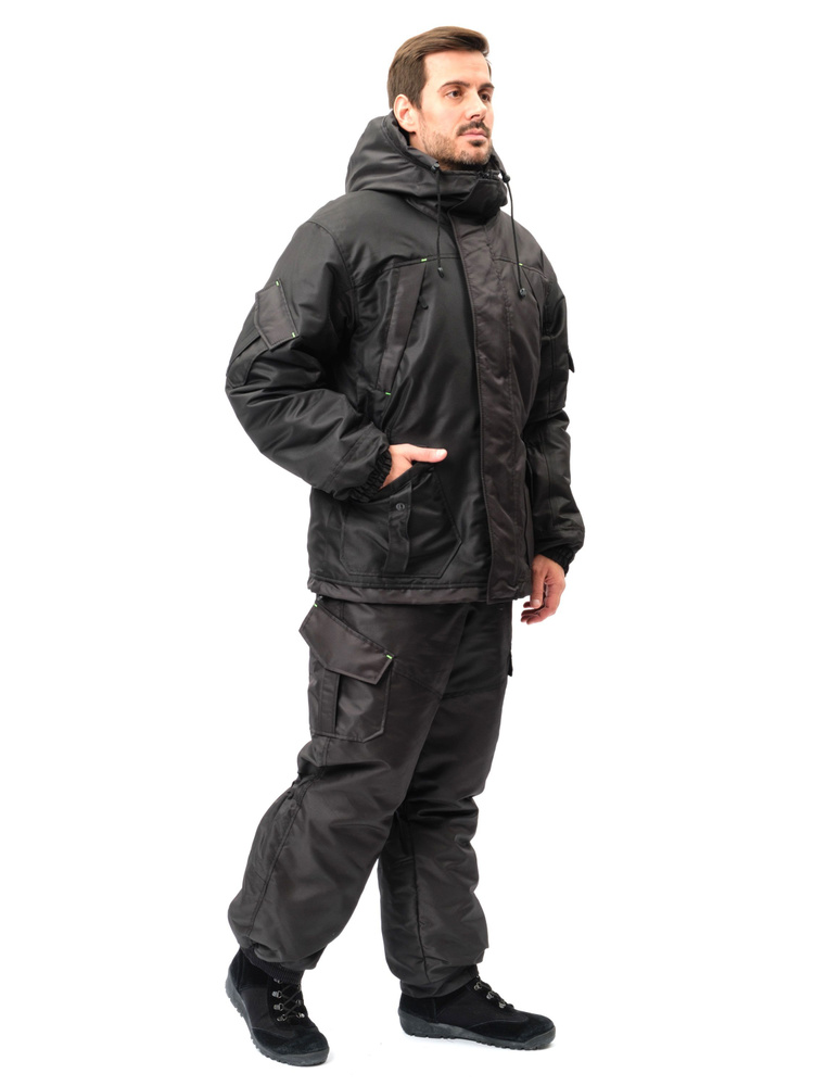 Зимний костюм для охоты и рыбалки "Горный -15" от ONERUS. Ткань: Таслан. Цвет: Чёрный. Размер: 56-58/182-188 #1
