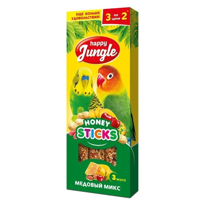 Happy Jungle Палочки для птиц микс 3 вкуса 3 штуки #1