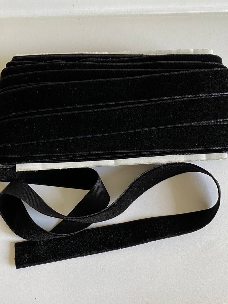 Лента бархатная 1,5см цвет Черный ,упаковка 5 метров #1