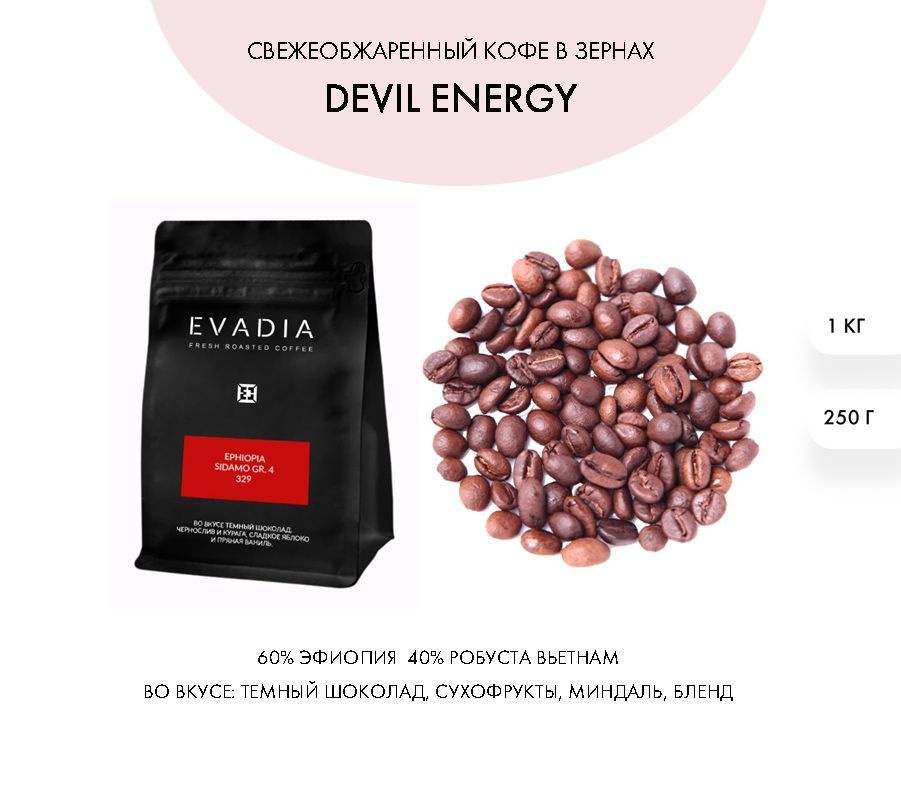 Кофе в зернах DEVIL ENERGY, 1 кг, EvaDia, ОБЖАРКА В ДЕНЬ ОТГРУЗКИ #1