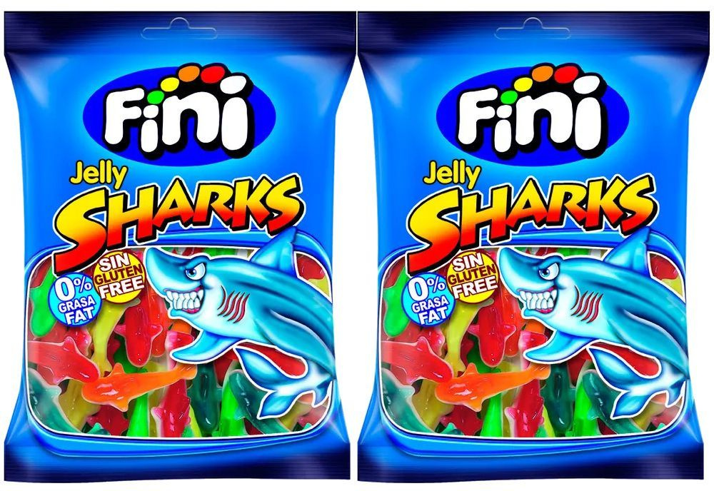 Жевательный мармелад Fini Jelly Sharks, 90г x 2шт. Фини Акула #1