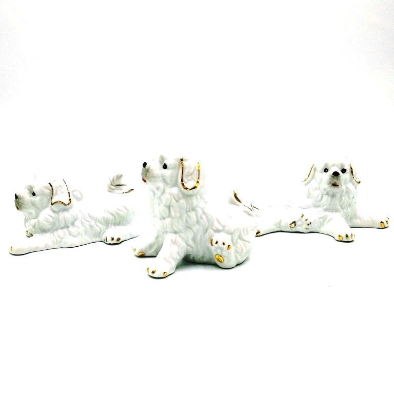 Статуэтка для интерьера Собаки фарфоровые набор из 3 штук 8,5см. Сувенир для декора дома. Подарок на #1