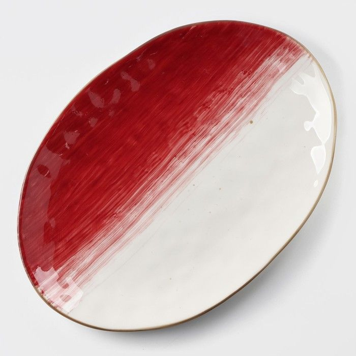 Блюдо фарфоровое Доляна Космос, 31,5 22 см, цвет красный #1