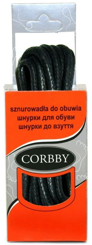 Corbby Шнурки круглые, тонкие, с пропиткой, черные, 120 см #1