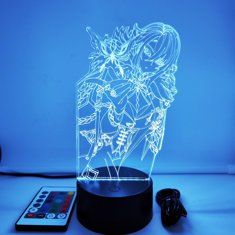 3D светильник-ночник, лампа по игре: Genshin Impact, Геншин Импакт, Арлекино , 16 цветов  #1