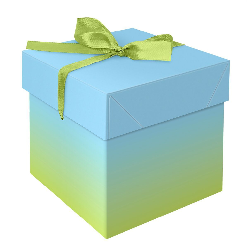 Коробка складная подарочная с атласной лентой, 15х15х15 см, MESHU Duotone Blue-Green gradient  #1