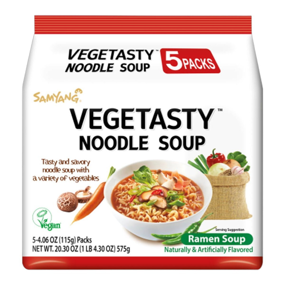 Лапша быстрого приготовления Vegetasty с овощами Samyang, пачка 115 г х 5 шт  #1