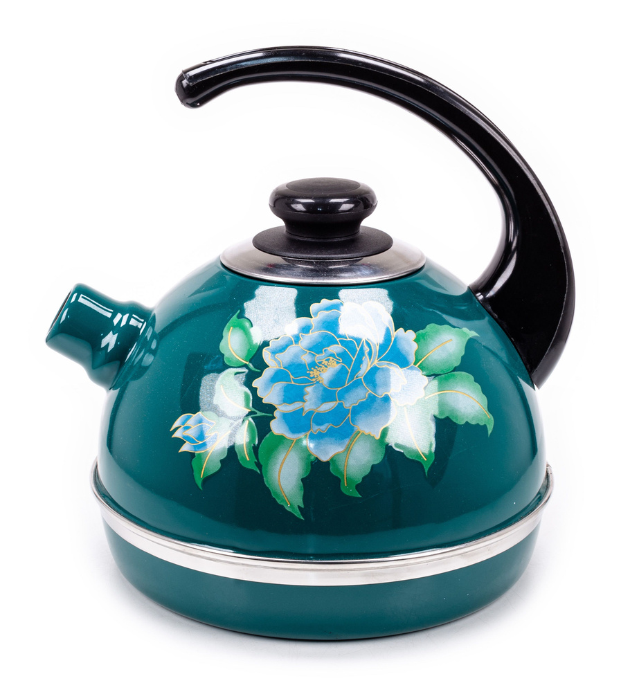 Чайник ТД Сила Дон Голубая орхидея из эмалированной стали, бирюзовый ...