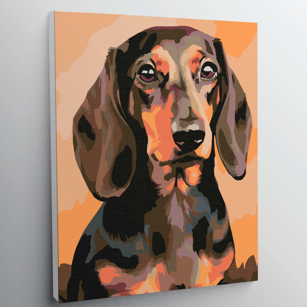 Алмазная мозаика, картина стразами без подрамника - Такса реализм - Собаки 40x50 см.  #1