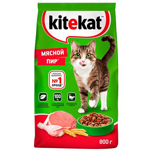 Kitekat / Китикет Сухой корм для кошек Мясной пир, 800 г #1