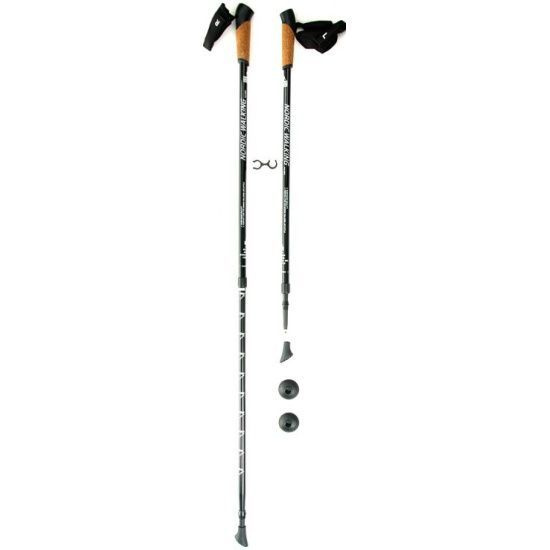 Палки для скандинавской ходьбы телескопические KAISER SPORT, NORDIC WALKING BLACK, 90-135 см (SL-2B-2-135) #1