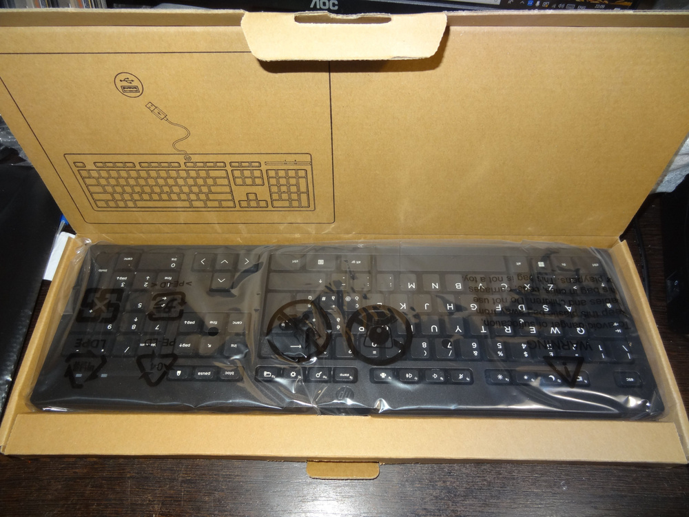 OEM Клавиатура проводная Клавиатура USB HP 125 Wired Keyboard только АНГЛИЙСКИЙ алфавит, Английская раскладка, #1