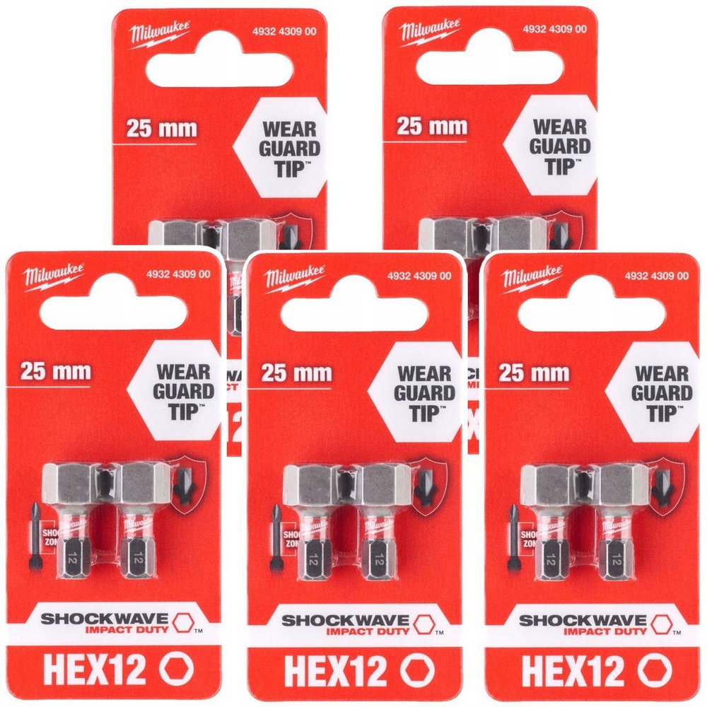 Hex H12x25мм (10шт) Бита для шуруповёрта ударная Shockwave MILWAUKEE #1