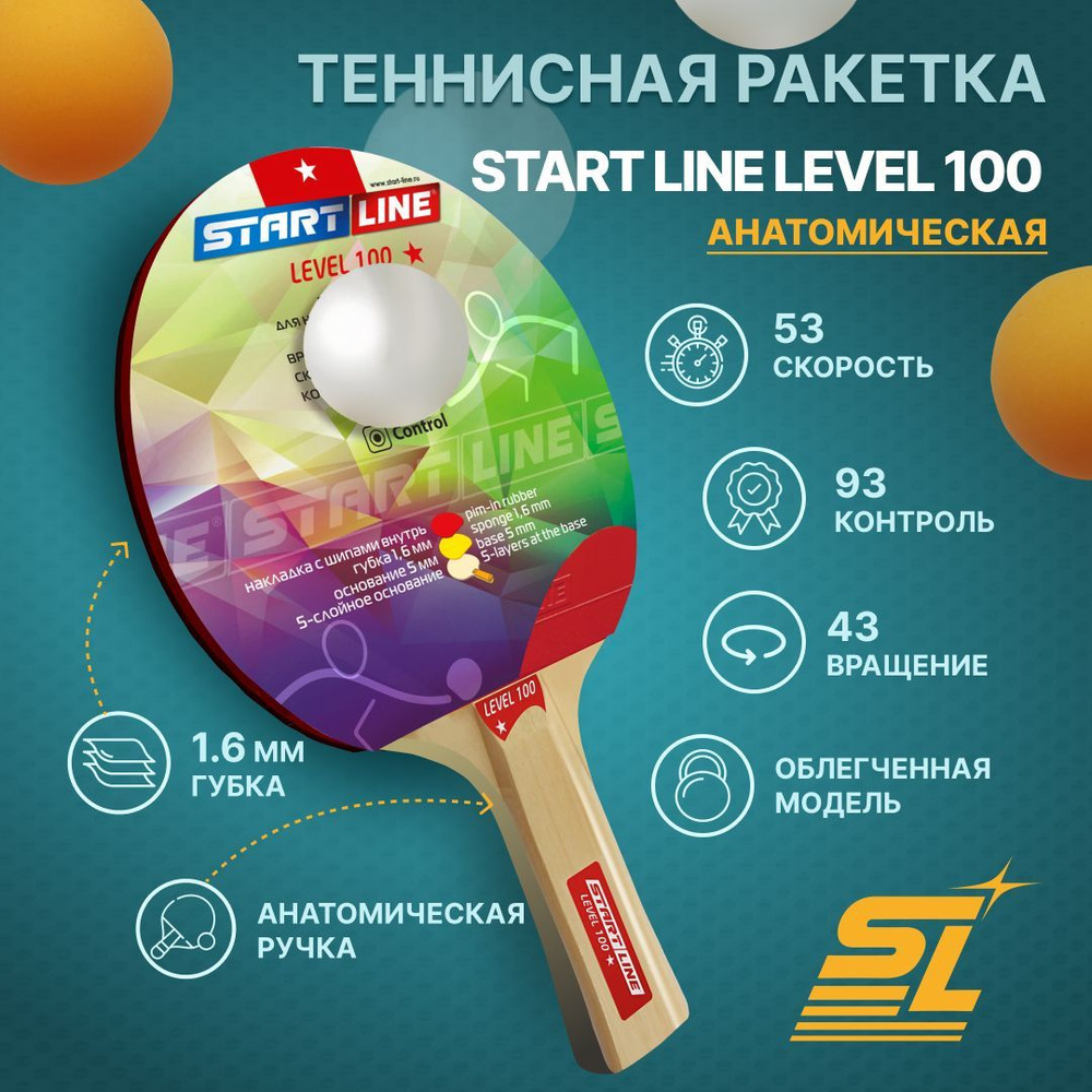 Ракетка для настольного тенниса Start Line Level 100 (анатомическая)  #1