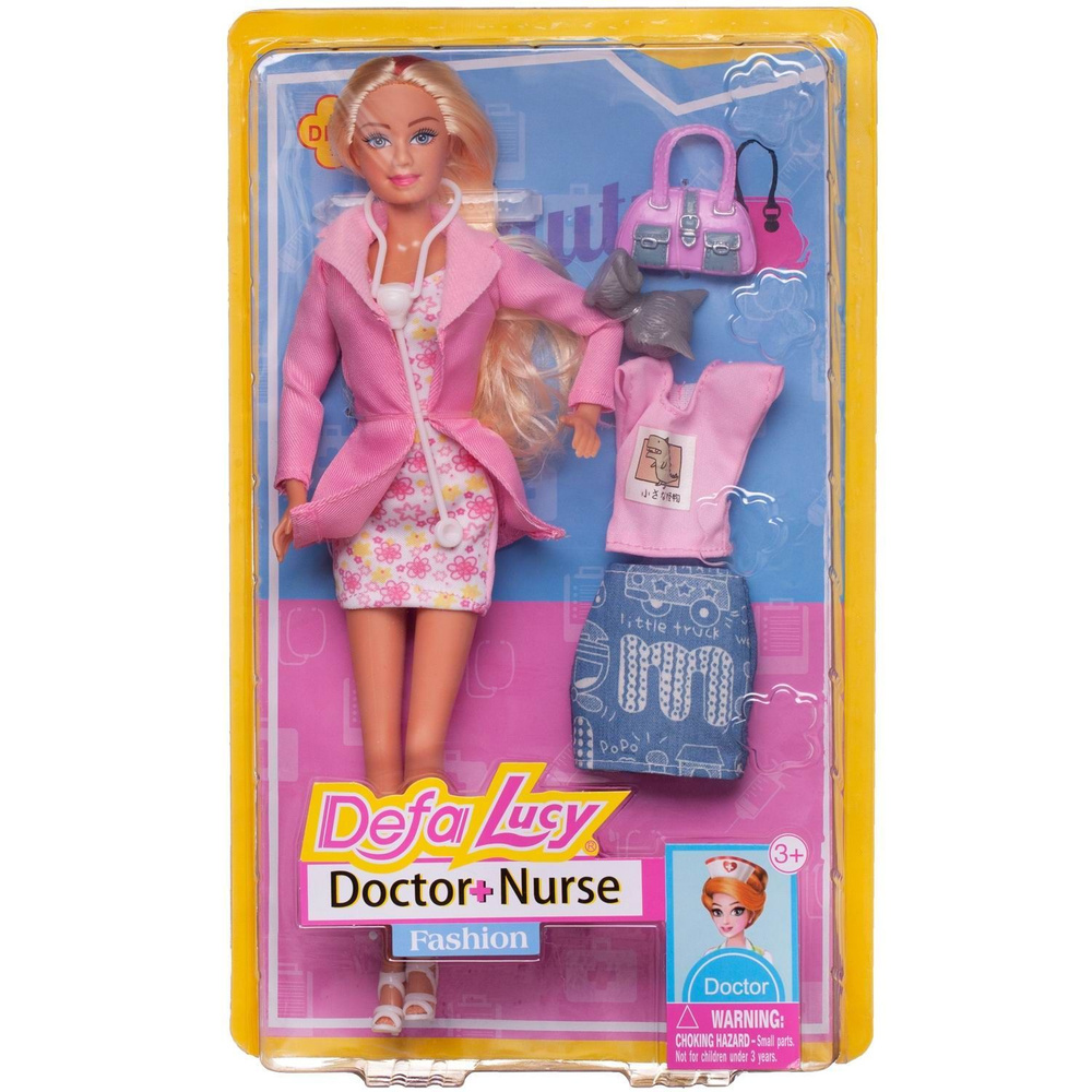 Игровой набор Кукла Defa Lucy Доктор в розовом халате с дополнительным комплектом одежды и игровыми предметами #1