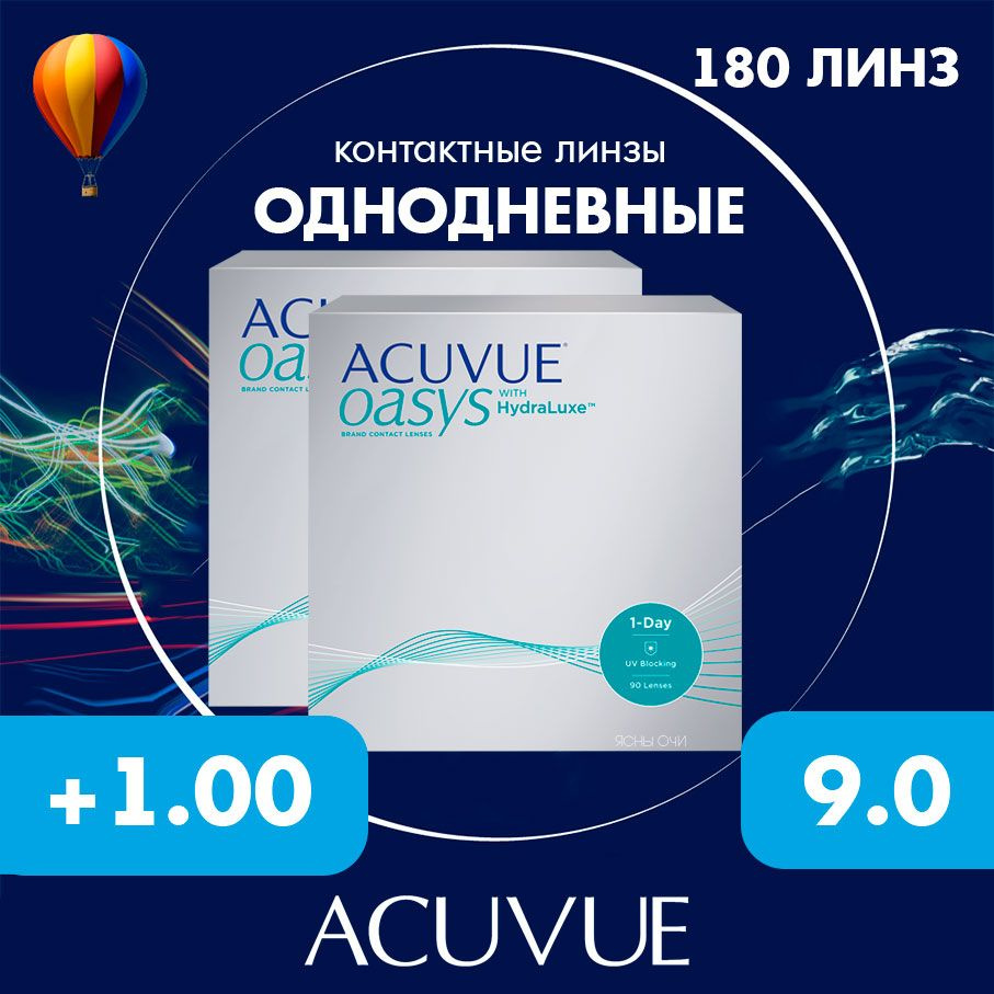 Acuvue Oasys 1-day with hydraluxe (180 линз), 9.0, +1.00 #1