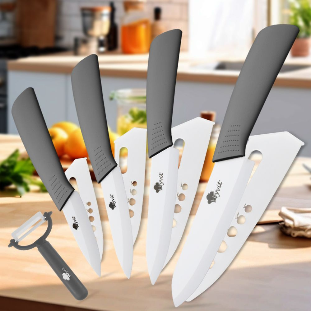 Набор керамических ножей для кухни / 5 предмета с антибактериальным покрытием / профессиональные кухонные #1