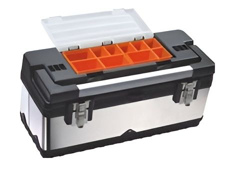 Ящик для инструмента металлический Кратон 585 мм ( металл, 2 фиксатора ) / для хранения ручного инструмента #1