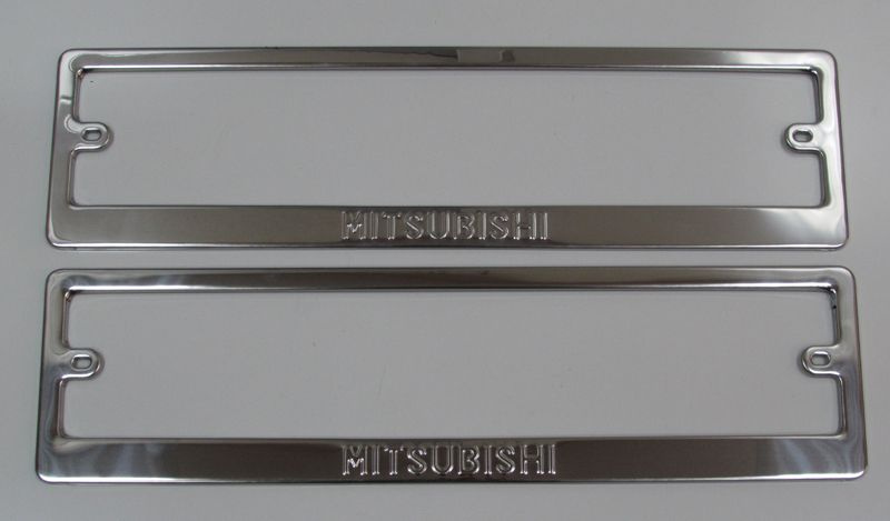 Рамки для номерного знака, хром нержавеющая сталь (ком-т 2 шт) Mitsubishi штампованная надпись  #1