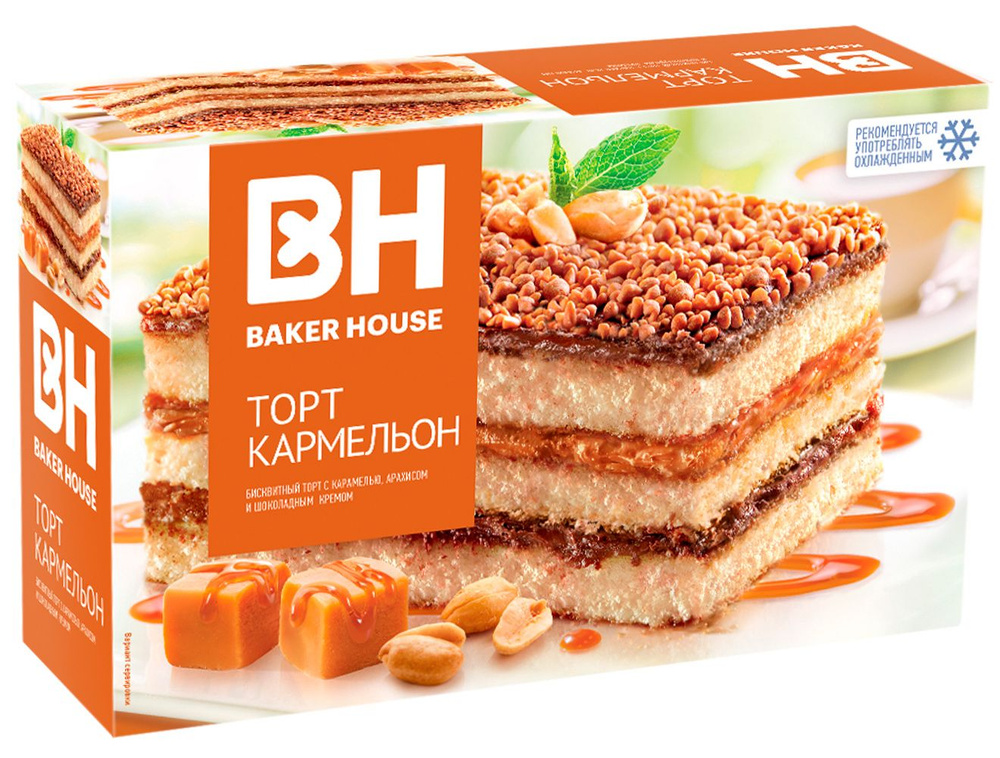 Торт "Кармельон" бисквитный трехслойный "Baker House" 350г #1