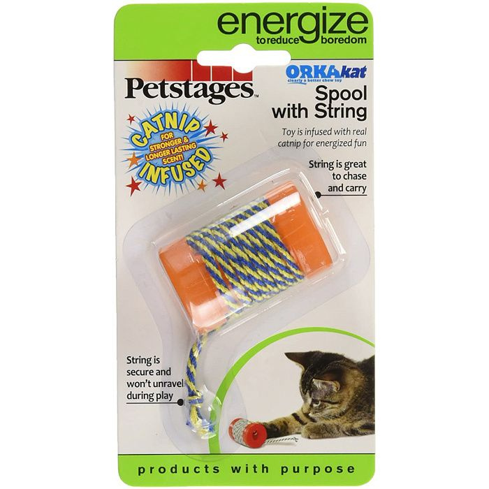 Petstages игрушка для кошек Energize "ОРКА катушка с веревочкой" 6 см  #1