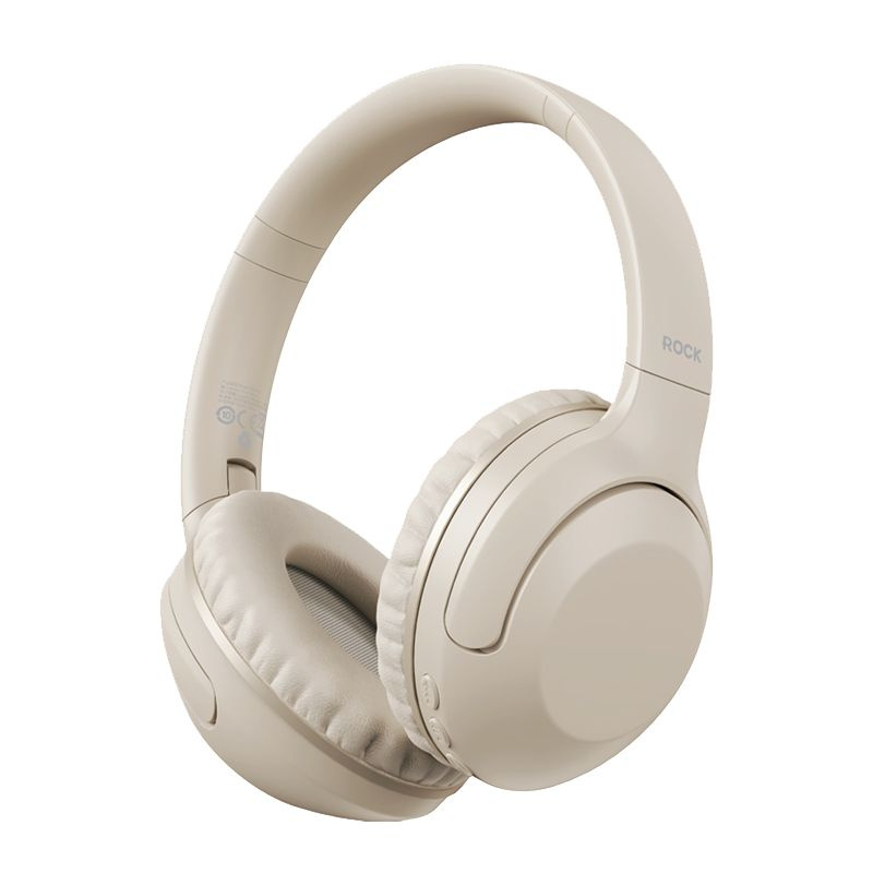 Беспроводные наушники накладные с активным шумоподавлением Rock O3 ANC Wireless Headphones бежевые  #1