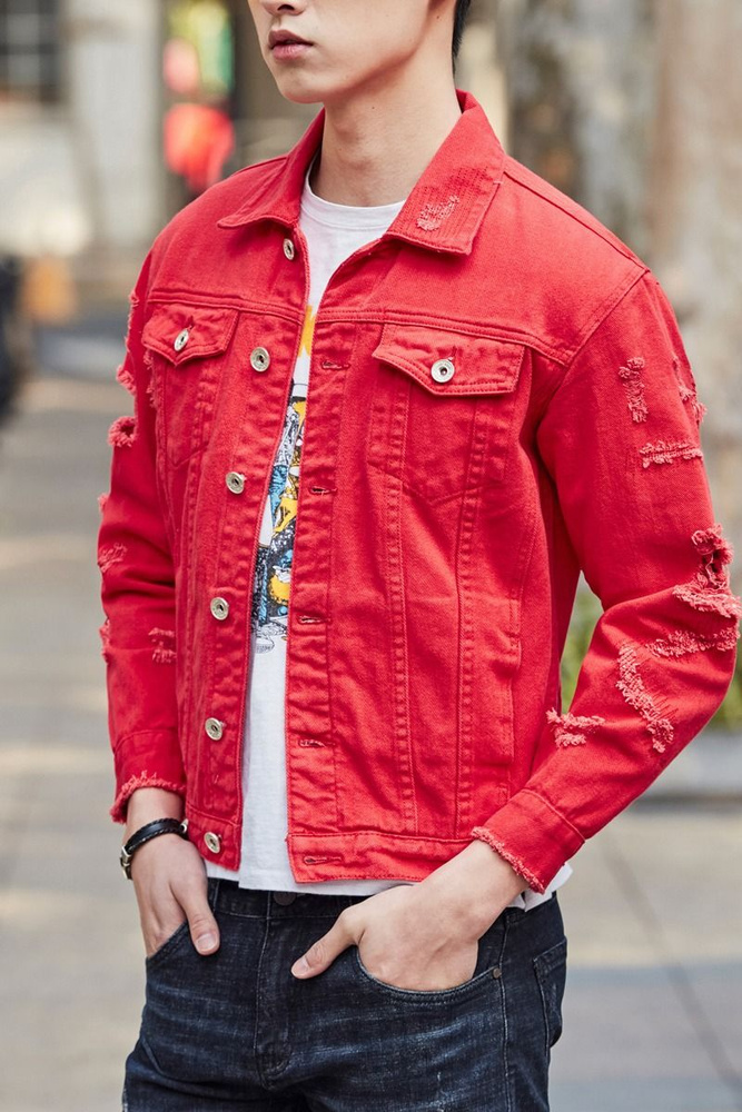 Красная джинсовая куртка. Red Denim Jacket. Jean Jacket men Red Denim. Красная джинсовая куртка мужская. Красная джинсовая рубашка.