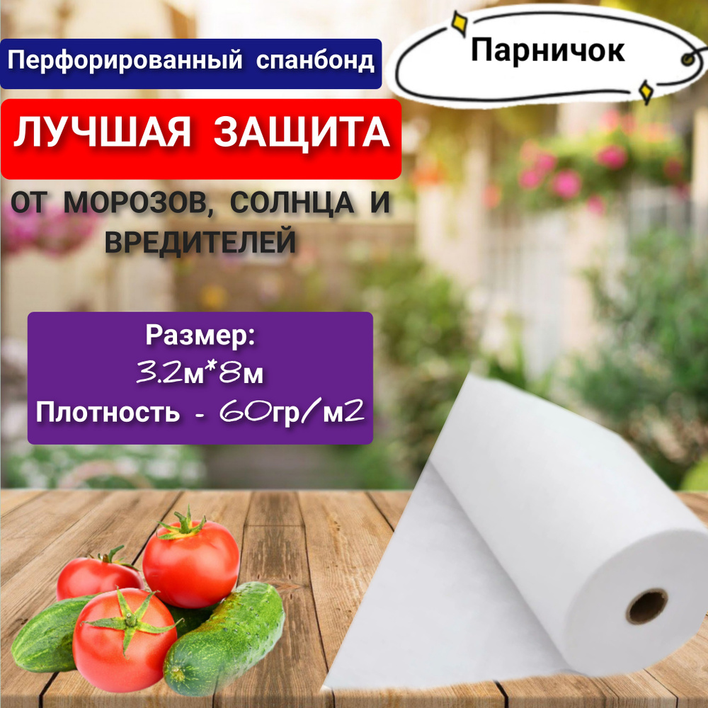 Парничок Укрывной материал Спанбонд, 3x8 м,  60 г-кв.м, 1 шт #1