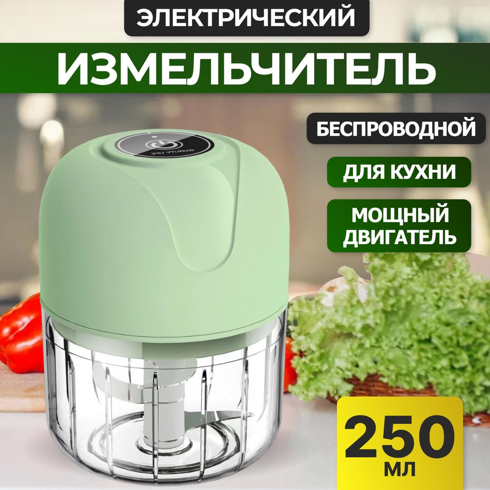 Измельчитель электрический кухонный беспроводной зеленый  #1