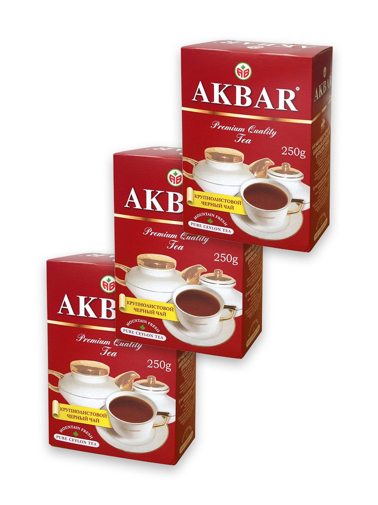 Чай черный AKBAR цейлонский крупнолистовой, 3*250 г #1