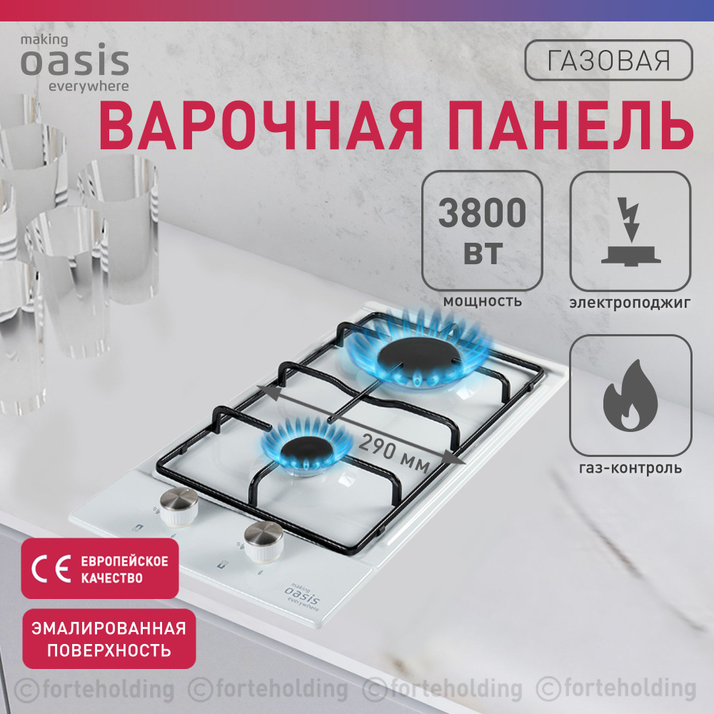 Варочная панель газовая встраиваемая making Oasis everywhere P-MEWGD / газовая плита на 2 конфорки белая #1