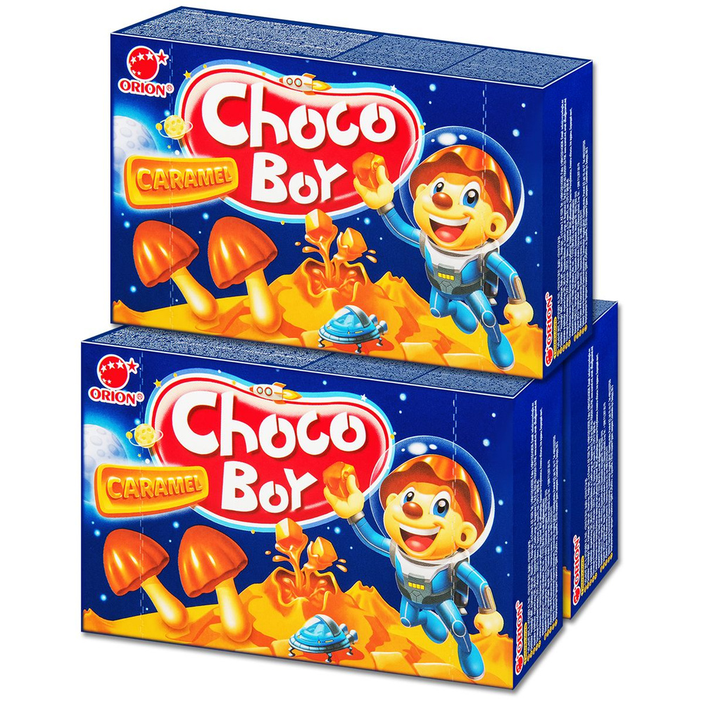 Печенье грибочки шоколадные ORION "Choco Boy" Caramel, карамель, 45 г, 3 уп.  #1