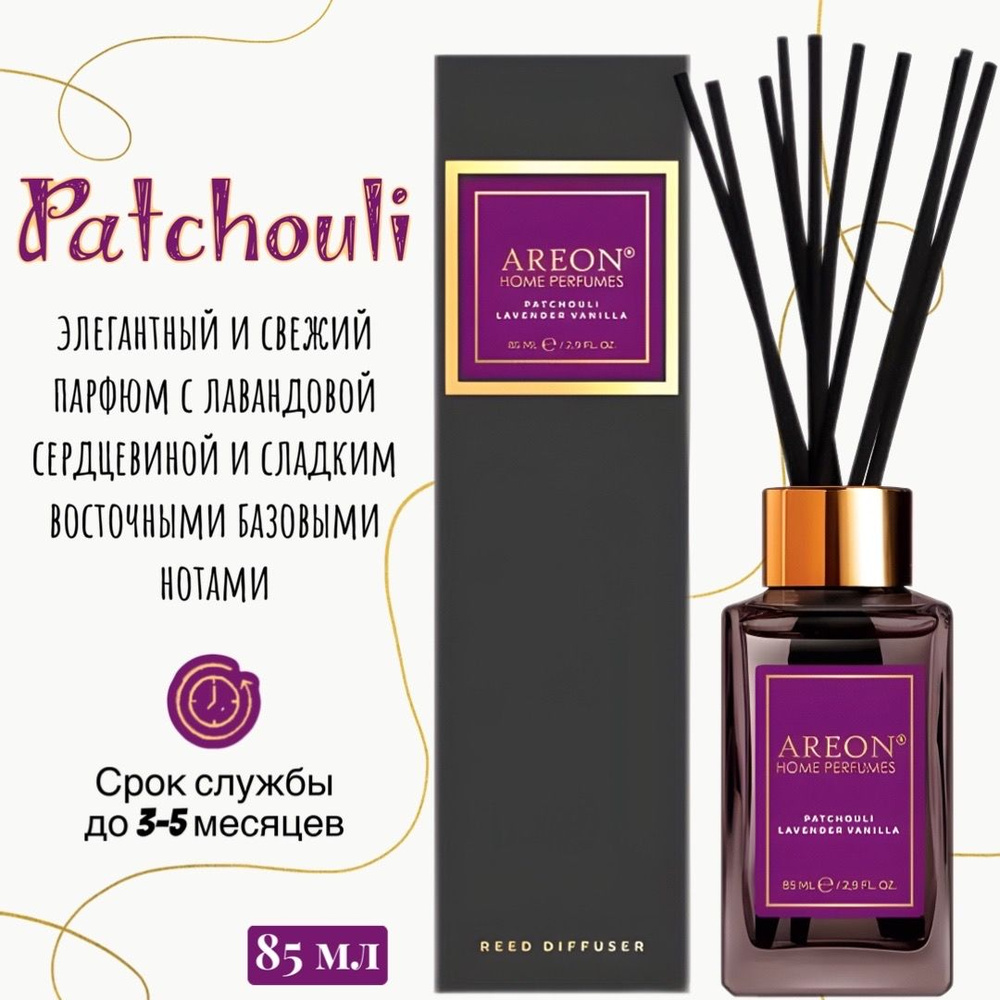 Ароматизатор для дома AREON home perfumes Premium диффузор Patchouli Lavender Vanilla, 85 мл (флакон, #1