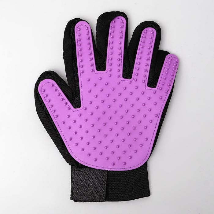 Рукавица-щетка для шерсти Пижон на левую руку, из неопрена, с удлиненными зубчиками, фиолетовая  #1