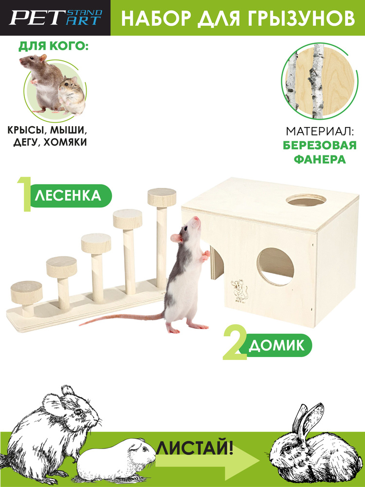 Набор для грызунов Домик и лесенка, PetStandArt, Размер M #1