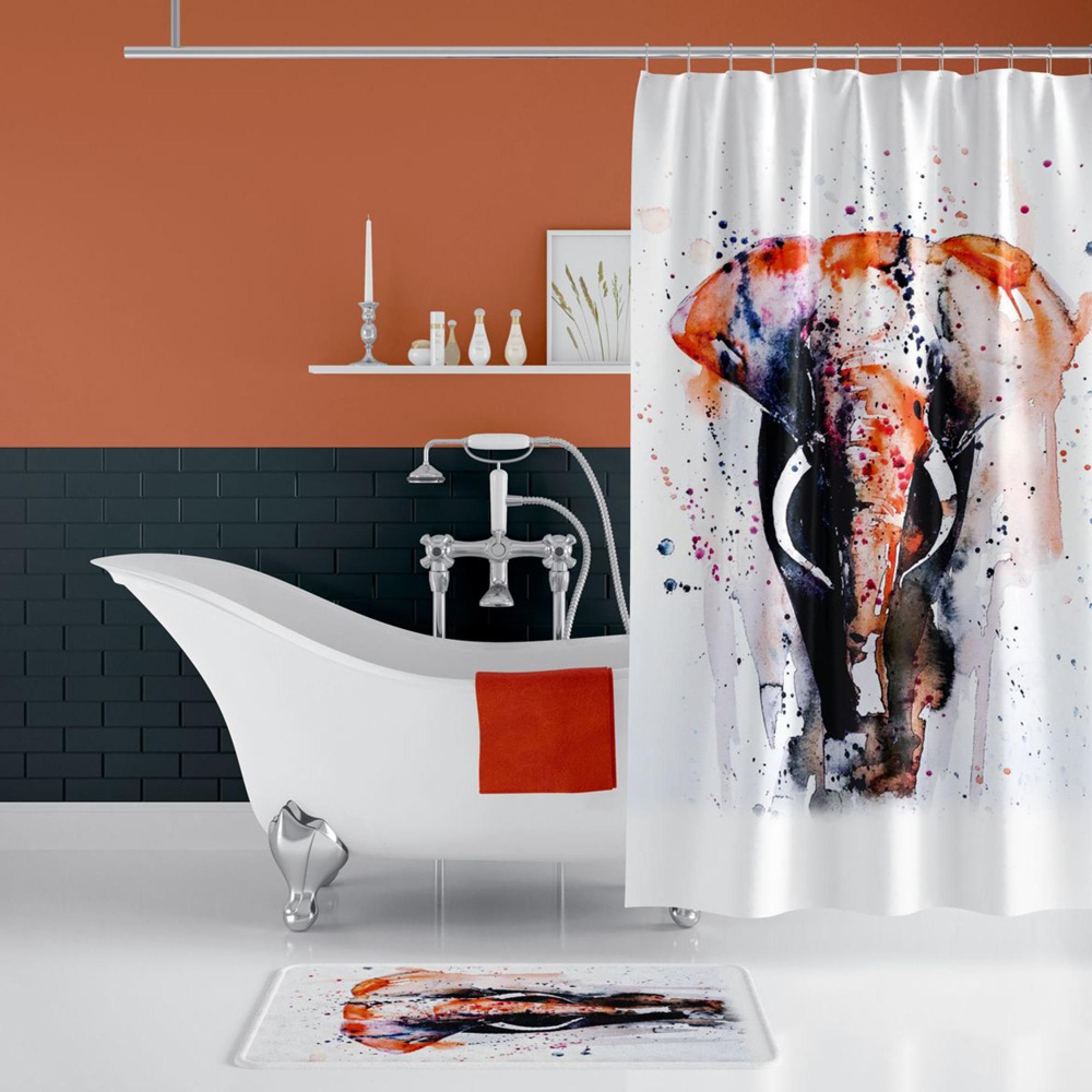 Штора для ванной Retro textil tropikhome elephant #1