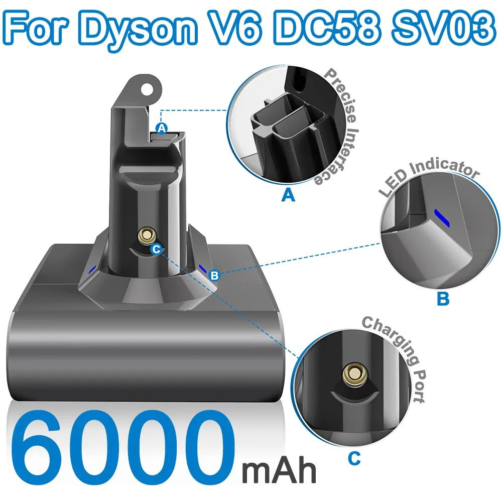 Аккумулятор для пылесоса Dyson DC62, V6, SV03, SV09, DC58 (21.6V, 6000mAh) #1
