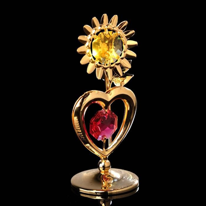 Сувенир с кристаллами Сердце с солнцем, 3*3*8 см #1