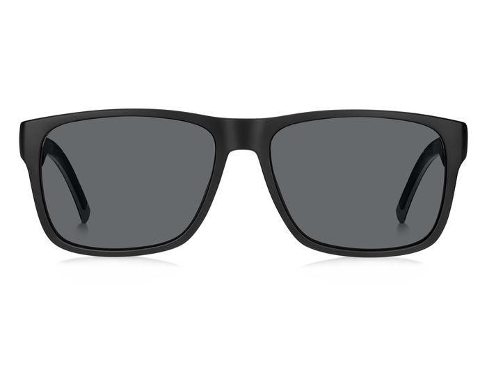 Мужские солнцезащитные очки Tommy Hilfiger TH 1718/S 08A IR, цвет: черный, цвет линзы: серый, прямоугольные, #1