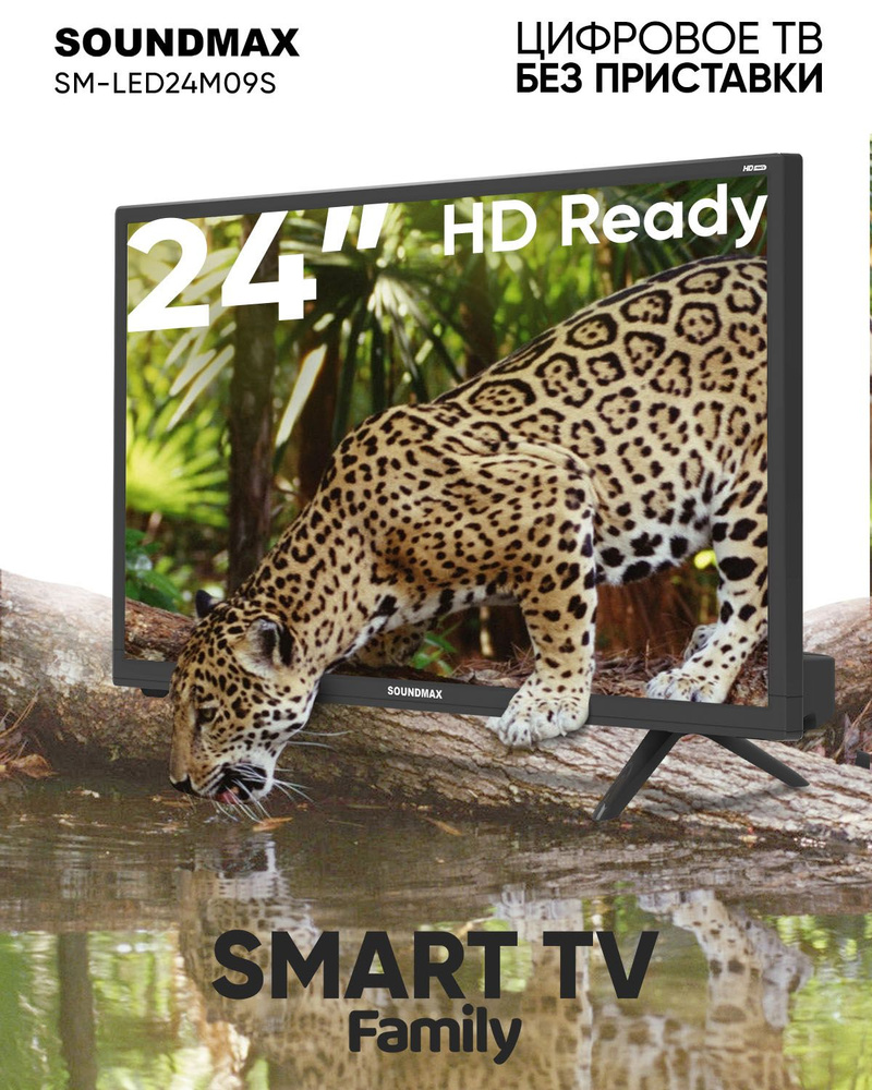 Soundmax Телевизор 24" HD, черный #1