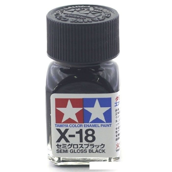 X-18 Semi-Gloss Black, enamel paint 10 ml. (Чёрный полуматовый) Tamiya 80018 #1