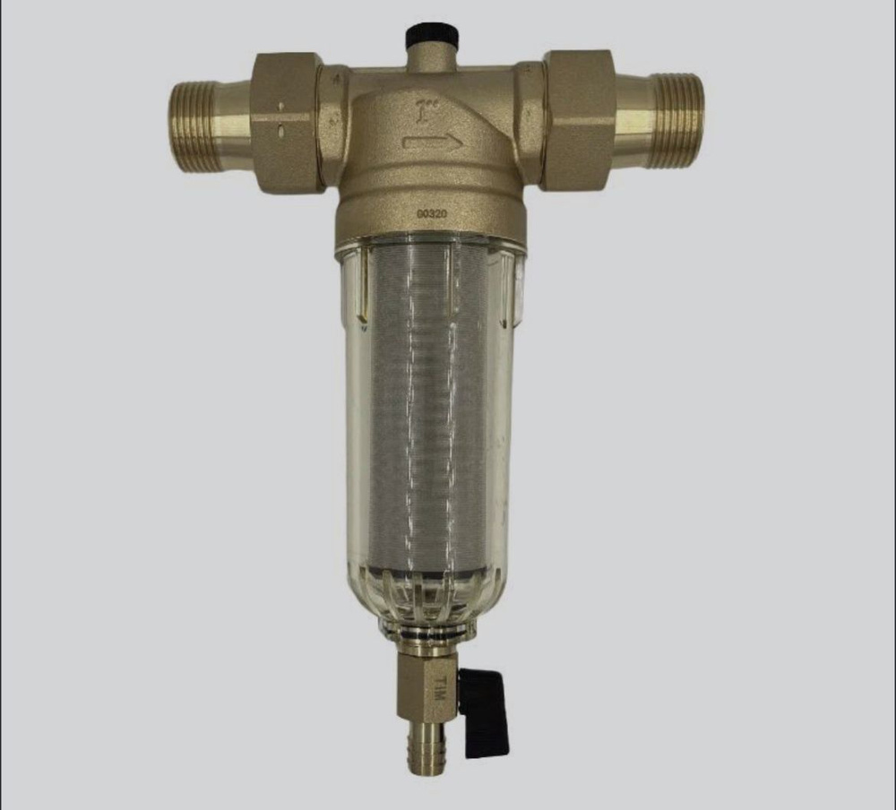 Фильтр механической очистки TIM JH-3002 муфтовый (НР/НР) 1/2", латунь, с манометром  #1