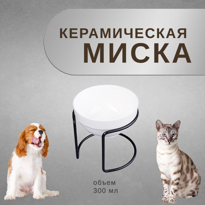 Керамическая миска на подставке для животных #1