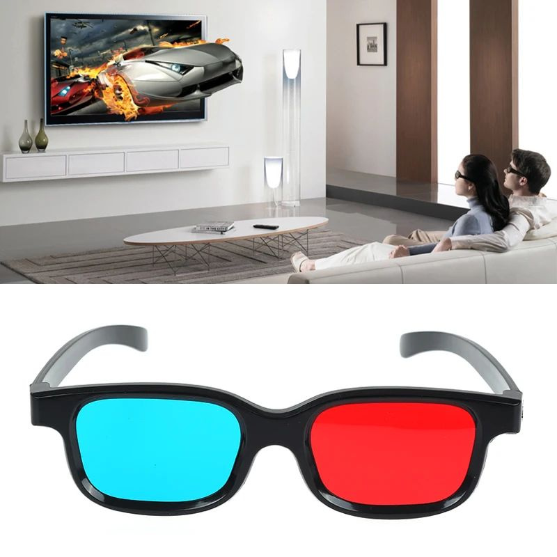 3d очки ( Виртуальной реальности) в чёрной оправе красные, синие  #1