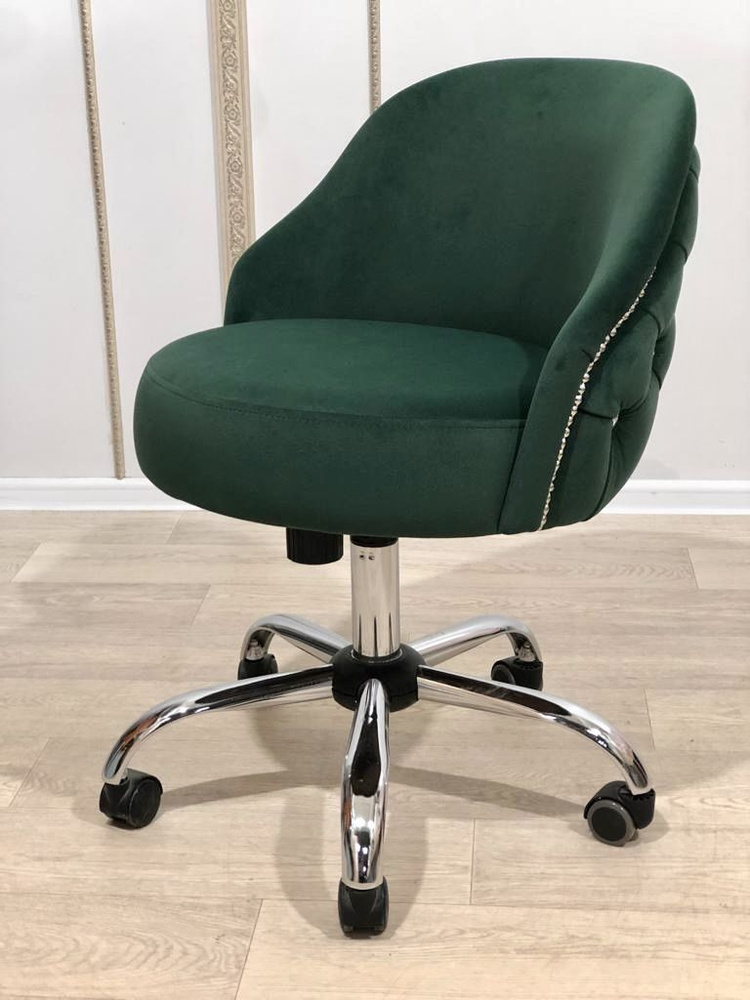 MJ mebel Офисный стул, Бук, Ткань, темно-зеленый со стразами  #1